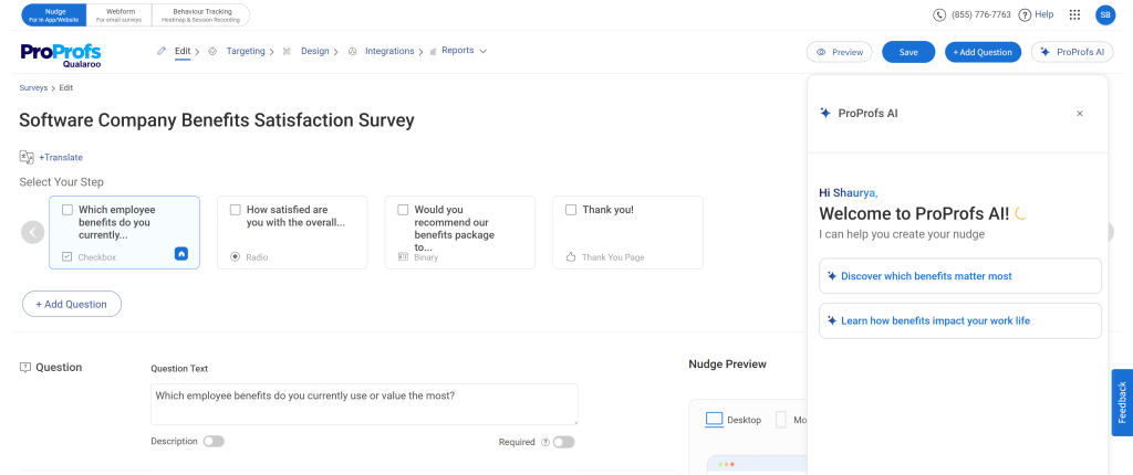 AI draft edits down to your final question set