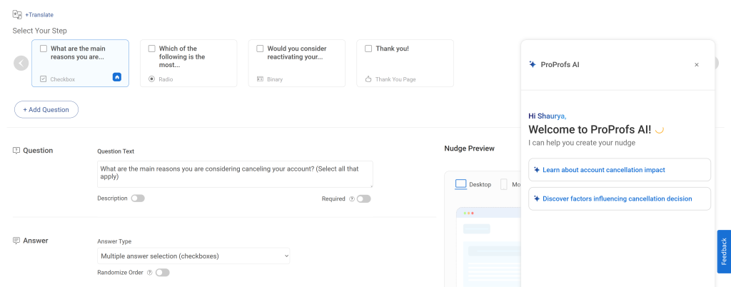 Edit your ranking survey questions with AI