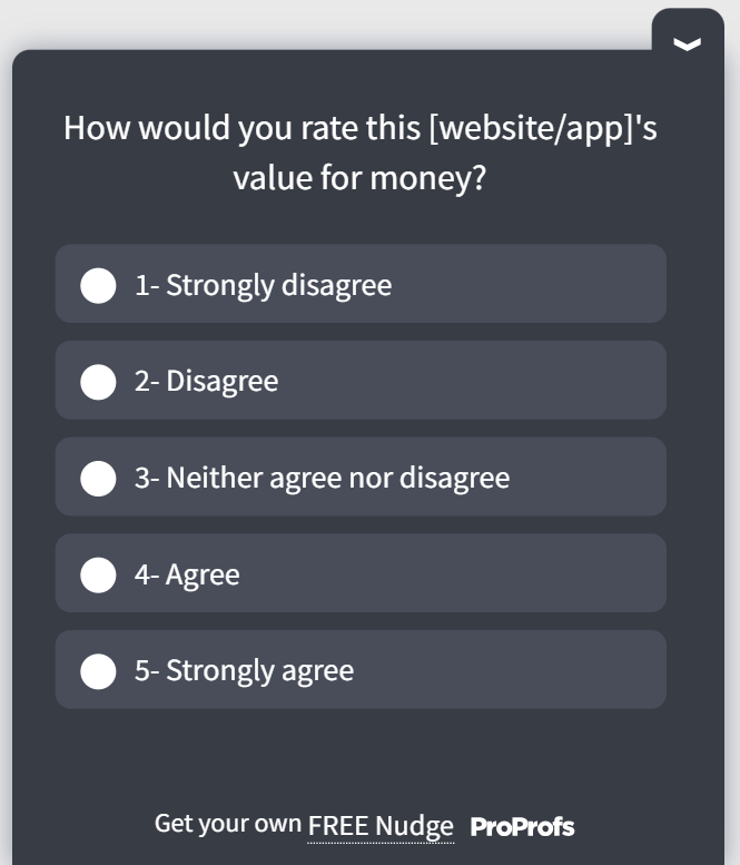 value for money churn survey template
