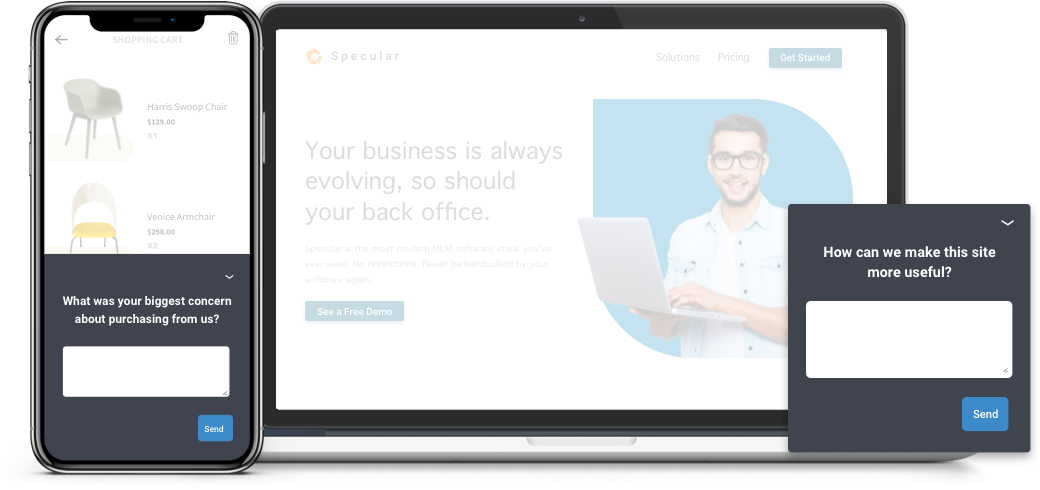 get product feedback in mobile app and website
